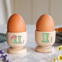 Daddy Und Mich Welly Boot Holz Ei Tasse Set von Thisisnessie