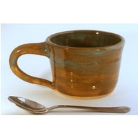 Tee Kaffeetasse Tasse Braun Türkis von ThistleBeePottery