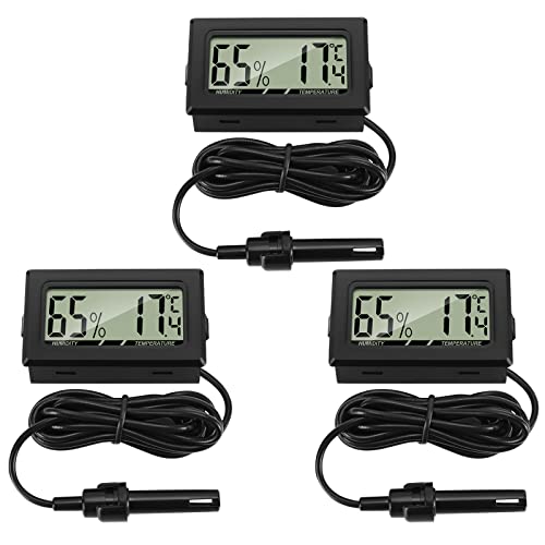 Thlevel Mini LCD Digital Thermometer Hygrometer Temperatur Luftfeuchtigkeit Tester mit externem Sensor für Kühlschrank Gefrierschrank 3 Stücke von Thlevel