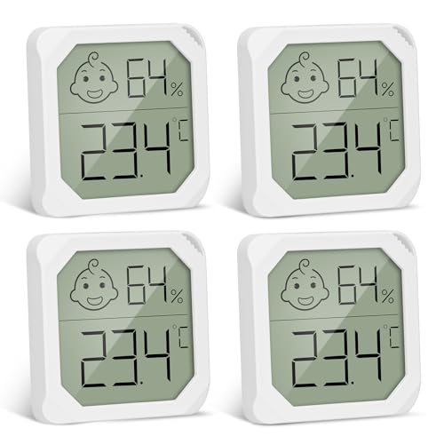 Thlevel Hygrometer Luftfeuchtigkeitsmesser 4 Stücke Thermometer Temperatur Digitales Innen Zimmerthermometer für Büro Wohnzimmer Gewächshaus von Thlevel