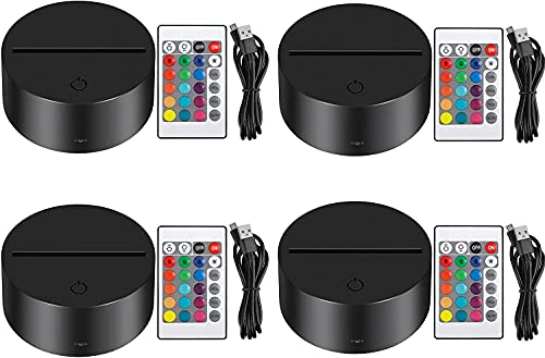 Thlevel 3D LED Nachtlicht mit Fernbedienung USB Kabel Illusion Lampe 16 Farben Dekoration Lichter Dimmbar für Schlafzimmer Kinderzimmer Wohnzimmer Bar Shop Café 4 Stück von Thlevel