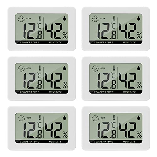 Thlevel Hygrometer Thermometer Digitales Mini Innen Temperatur Luftfeuchtigkeit Messgerät mit Komfortstufen Indikator und Halterung für Büro Wohnzimmer Gewächshaus 6 Stücke von Thlevel