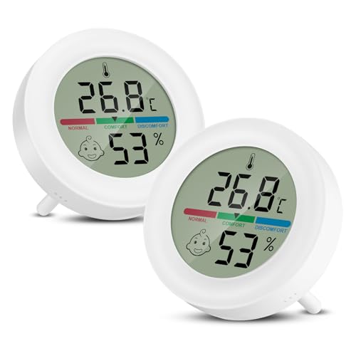 Thlevel Hygrometer Thermometer Luftfeuchtigkeitsmesser Digitales Innen Temperatur Zimmerthermometer mit Komfortstufen Indikator und Halterung für Büro Wohnzimmer Gewächshaus 2 Stücke von Thlevel