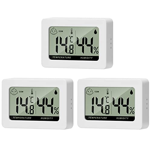 Thlevel Luftfeuchtigkeitsmesser Hygrometer Thermometer Mini Innen Temperatur Digitales mit Komfortstufen Indikator und Halterung für Büro Wohnzimmer Gewächshaus 3 Stücke von Thlevel