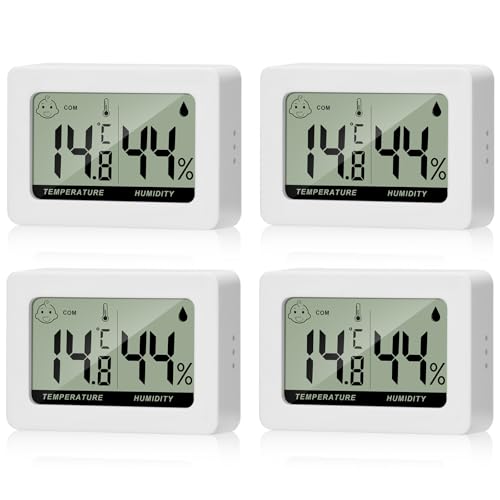 Thlevel Luftfeuchtigkeitsmesser Hygrometer Thermometer Digitales Mini Temperatur Luftfeuchtigkeit Messgerät mit Komfortstufen Indikator für Innen Wohnzimmer Gewächshaus (4 Stücke) von Thlevel
