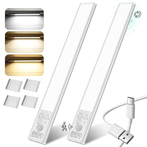 Thlevel Schrankbeleuchtung Led Lampe mit Bewegungsmelder Unterbauleuchte Küche Beleuchtung Licht Lichtleiste Kabellos Leiste 2 Stücke von Thlevel