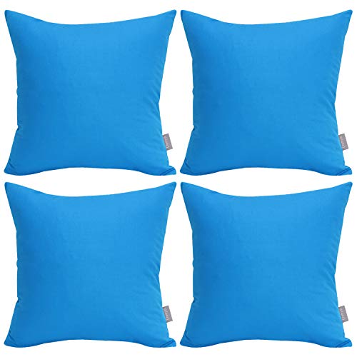 4er Pack bequeme solide dekorative Dekokissenbezüge aus Baumwolle (nur Bezug, ohne Füllung) (55 x 55 cm, Königsblau) von Thmyo