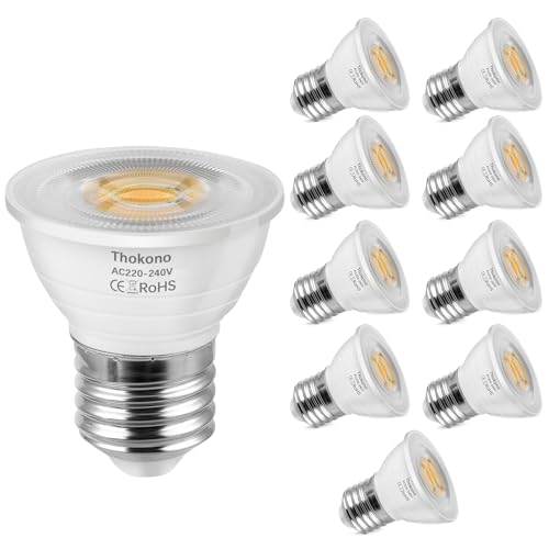 Thokono E27 Schraubsockel LED Lampe Warmweiss 2700K, 5W Ersetzt 60W Halogen Leuchtmittel, 550Lm, 10er-Pack, AC 220V-240V Flimmerfrei Strahler, Abstrahlwinkel 24°, Nicht-Dimmbar LED Reflektorlampe. von Thokono