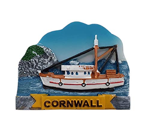 Thomas Benacci Cornwall Trawler Blue Sky and Cliffs Kühlschrankmagnet – Fischerboot – Kornisches Souvenir für Besucher von Portreath Newquay Looe Tintagel oder Truro Thomas Benacci Cornwall Trawler Blue Sky and Cliffs Kühlschrankmagnet – Fischerboot – Kornisches Souvenir für Besucher von Portreath Newquay Looe Tintagel oder Truro von Thomas Benacci