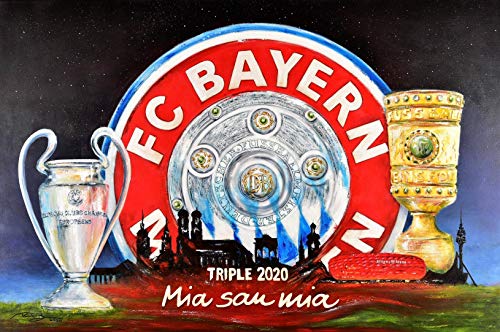 2er- Pack Tischset`Champions of Europe – Triple 2020`, FCB von Thomas Kubitz Fine Art