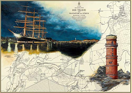 Thomas Kubitz Fine Art Tischset Leuchtturm Travemünde Passat bei Nacht von Thomas Kubitz Fine Art