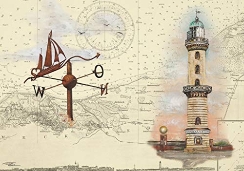 Thomas Kubitz Fine Art Tischset Leuchtturm Warnemünde von Thomas Kubitz Fine Art