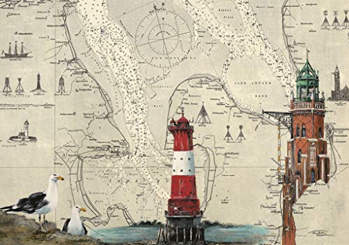 Tischset Leuchttürme Bremerhaven und Arngast Format A3, laminiert, strapazierfähig, wasserfest, abwischbar von Thomas Kubitz Fine Art