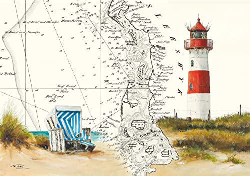 Tischset Leuchtturm List-Ost, Sylt, Format A3, laminiert, strapazierfähig, wasserfest, abwischbar von Thomas Kubitz Fine Art