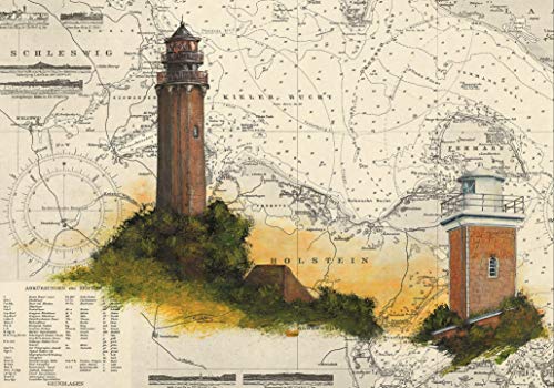 Tischset Leuchtturm Neuland Hohwachter Bucht & Leuchtturm Heiligenhafen von Thomas Kubitz Fine Art