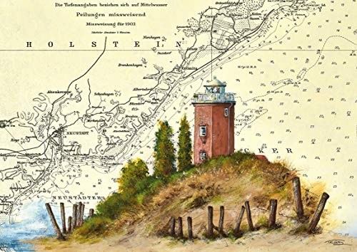 Tischset Leuchtturm Pelzerhaken in der Neustädter Bucht, Format A3, laminiert, strapazierfähig, wasserfest, abwischbar von Thomas Kubitz Fine Art
