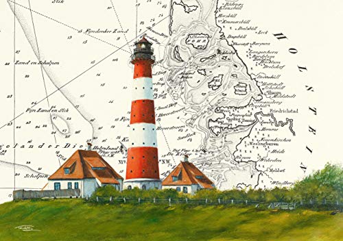 Tischset Leuchtturm Westerheversand, Format A3, laminiert, strapazierfähig, wasserfest, abwischbar von Thomas Kubitz Fine Art