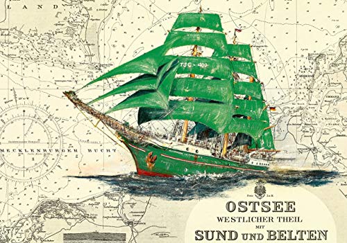 Tischset Segelschulschiff Alexander von Humboldt, Format A3, laminiert, strapazierfähig, wasserfest, abwischbar von Thomas Kubitz Fine Art