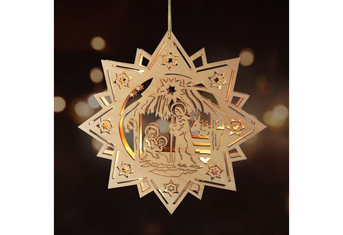 Thomas Philipps Dekostern Weihnachtsstern Stern aus Holz 30cm 10 LED's von Thomas Philipps