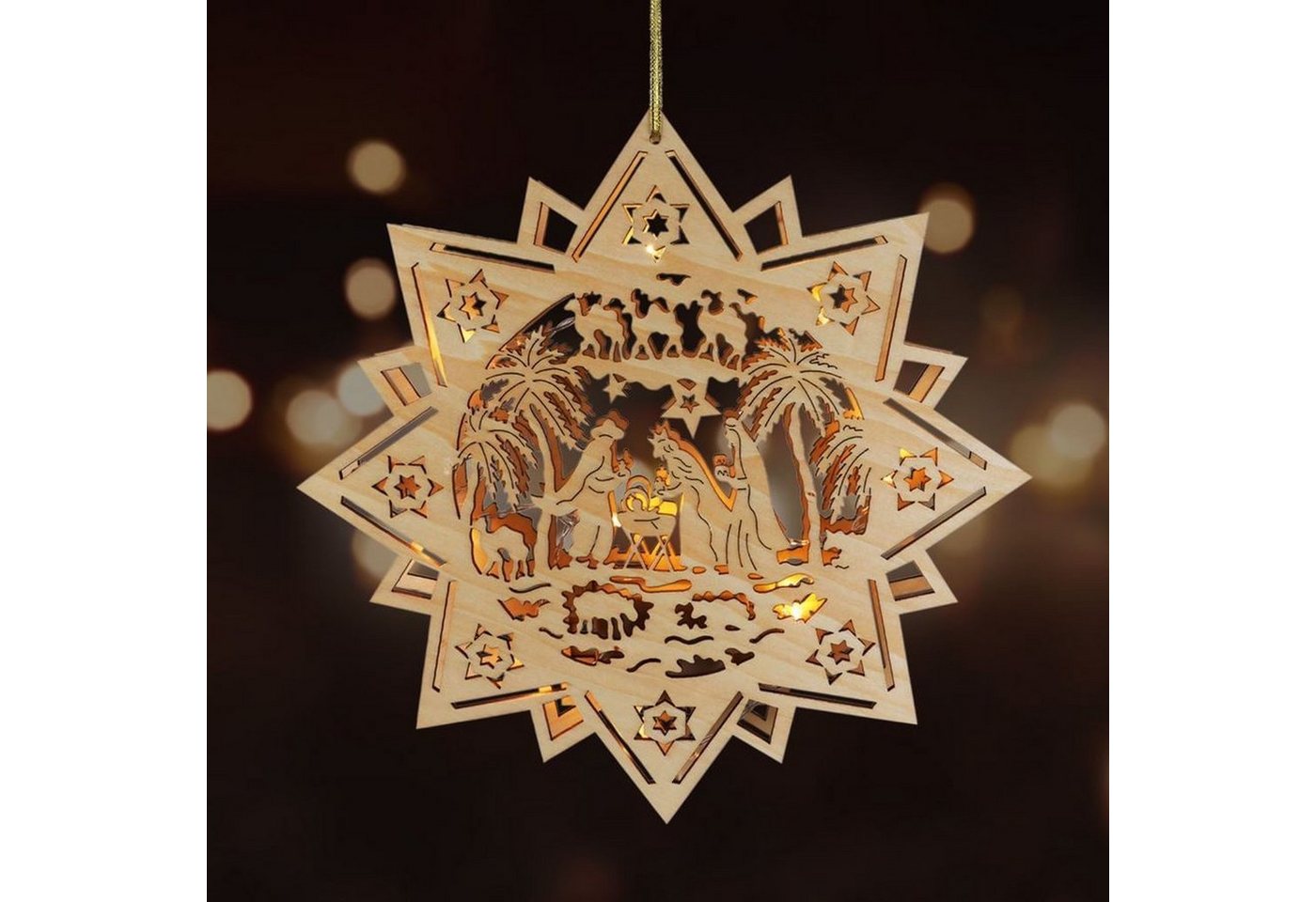 Thomas Philipps Dekostern Weihnachtsstern Stern aus Holz 30cm 10 LED's von Thomas Philipps