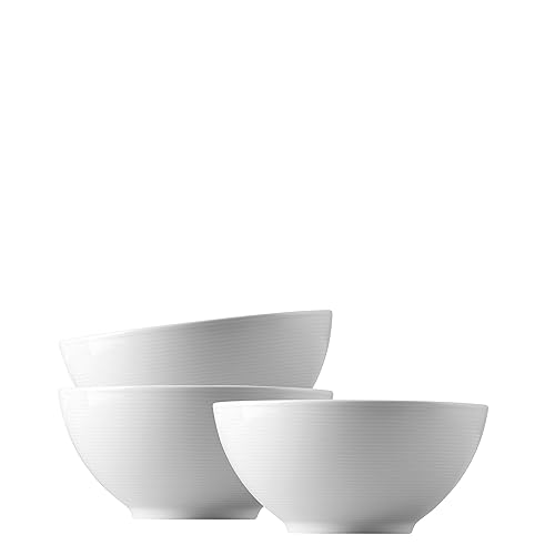 Thomas Loft Weiss 3er Set Schale Bowl rund Ø 16,2 cm h 7,5 cm 800ml Porzellan Klares Design Rillenmuster Geschirr Spülmaschinenfest Mikrowellengeeignet Weiß von Thomas