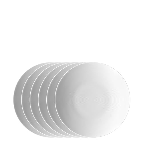 Thomas Loft by Rosenthal Weiß 6er Set Frühstücksteller 22 cm zeitlos moderne Coup Teller aus Porzellan in Rillenrelief Optik perfekt kombinierbar von Thomas