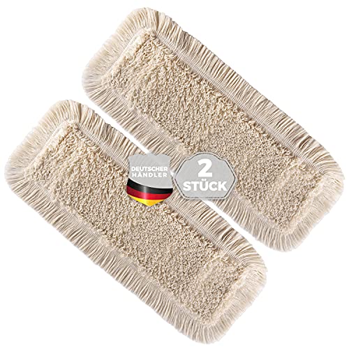 Thometzki Wischmopp-Bezug (2X, 40cm) - Bodenwischer-Wischbezug zur Echtholz Trocken- & Nass-Bodenpflege - Bodenwischer-Bezug für Parkett-Dielen, Laminat & Fliesen - Hochwertiger Wischer-Bezug Beige von Thometzki