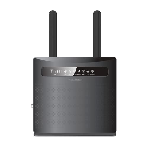 4G LTE Router, THOMSON TH4G 300, 300 Mbps, WLAN über SIM Karte, WiFi, bis zu 300 Mbit/s, 2 Antennen, 4X Ethernet, 2 SIM Karten Adapter, Internet Anbindung für Camping, Wochenendhaus, besondere Zwecke von Thomson