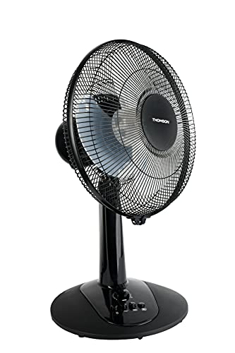 THOMSON Tischventilator 40 cm Durchmesser, 3 Geschwindigkeitsstufen, Oszillierend, 2 Stunden Timer, Neigbar, Schutzsicherung, 55 Watt Leistung, schwarz von Thomson