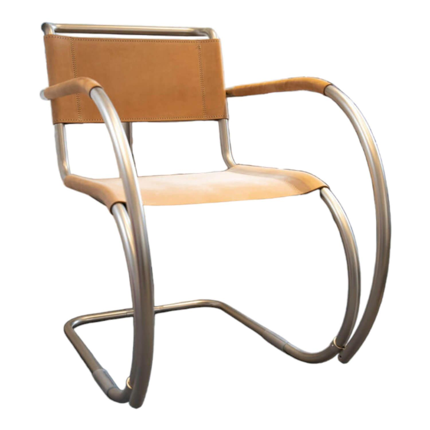 Armlehnstuhl S533 LF Edition Rose Bezug Kernleder Rosé Gestell Chrom Champagner ... von Thonet