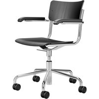 Drehstuhl S43FDR schwarz gebeizt / Gestell chrom von Thonet