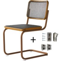 Stuhl Freischwinger S32V Eiche dark melange inkl. Filzgleiter Set amber von Thonet