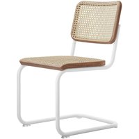 Stuhl Freischwinger S32V Nussbaum / Gestell weiß lackiert von Thonet