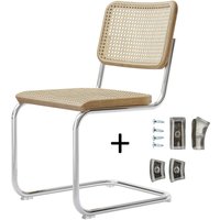 Stuhl Freischwinger S32V inkl. Filzgleiter Set Eiche / Gestell chrom von Thonet