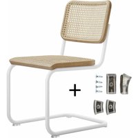 Stuhl Freischwinger S32V inkl. Filzgleiter Set Eiche / Gestell weiß lackiert von Thonet