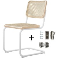 Stuhl Freischwinger S32V inkl. Filzgleiter Set Esche / Gestell weiß lackiert von Thonet