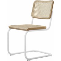 Stuhl Freischwinger S32V Eiche / Gestell weiß lackiert von Thonet