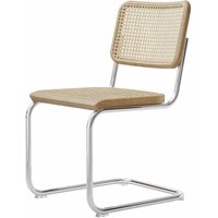 Stuhl Freischwinger S32V Eiche / Gestell chrom von Thonet