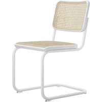 Stuhl Freischwinger S32V weiß lasiert / Gestell weiß lackiert von Thonet