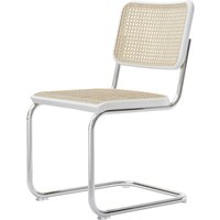 Stuhl Freischwinger S32V weiß lasiert / Gestell chrom von Thonet