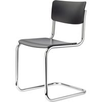 Stuhl Freischwinger S43 schwarz gebeizt / Gestell chrom von Thonet