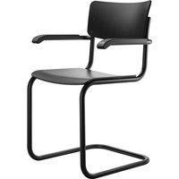 Stuhl Freischwinger S43F schwarz gebeizt / Gestell schwarz von Thonet