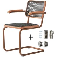 Stuhl Freischwinger S64V Eiche dark melange inkl. Filzgleiter Set amber von Thonet