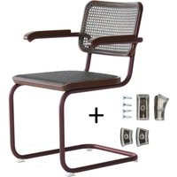 Stuhl Freischwinger S64V Eiche dark melange inkl. Filzgleiter Set chestnut von Thonet