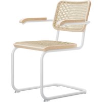 Stuhl Freischwinger S64V Esche / Gestell weiß lackiert von Thonet