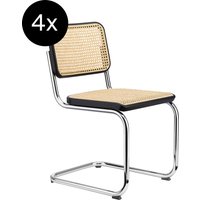 Thonet - 4er Set S 32 V Freischwinger Buche Schwarz Tp 29 Gebeizt Kunststoffgleiter Schwarz mit Filz von Thonet