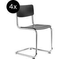 Thonet - 4er Set S 43 Freischwinger Buche Schwarz Tp 29 Gebeizt Kunststoffgleiter Schwarz mit Filz von Thonet