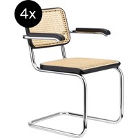 Thonet - 4er Set S 64 V Freischwinger Buche Schwarz Tp 29 Gebeizt ohne Gleiter von Thonet