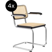 Thonet - 4er Set S 64 V Freischwinger Buche Schwarz Tp 29 Gebeizt Kunststoffgleiter Schwarz mit Filz von Thonet