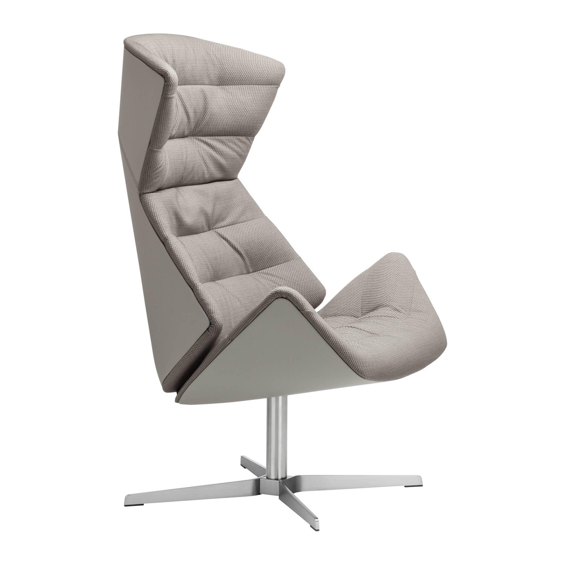 Thonet - 808 Lounge Sessel - grau/Gestell Flachstahl Edelstahloptik/innen: Stoff Rohi Soul 154 Island/aussen: Leder Linea 630 acciacio von Thonet